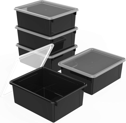 Storex Letter Size Deep Storage Tray Organizer Bin for Home
