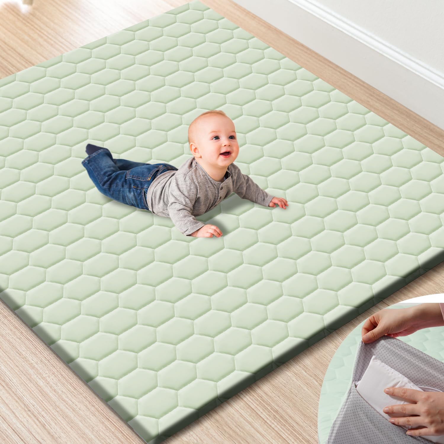 Premium Foam Baby Play Mat with Removable Cover for Safety