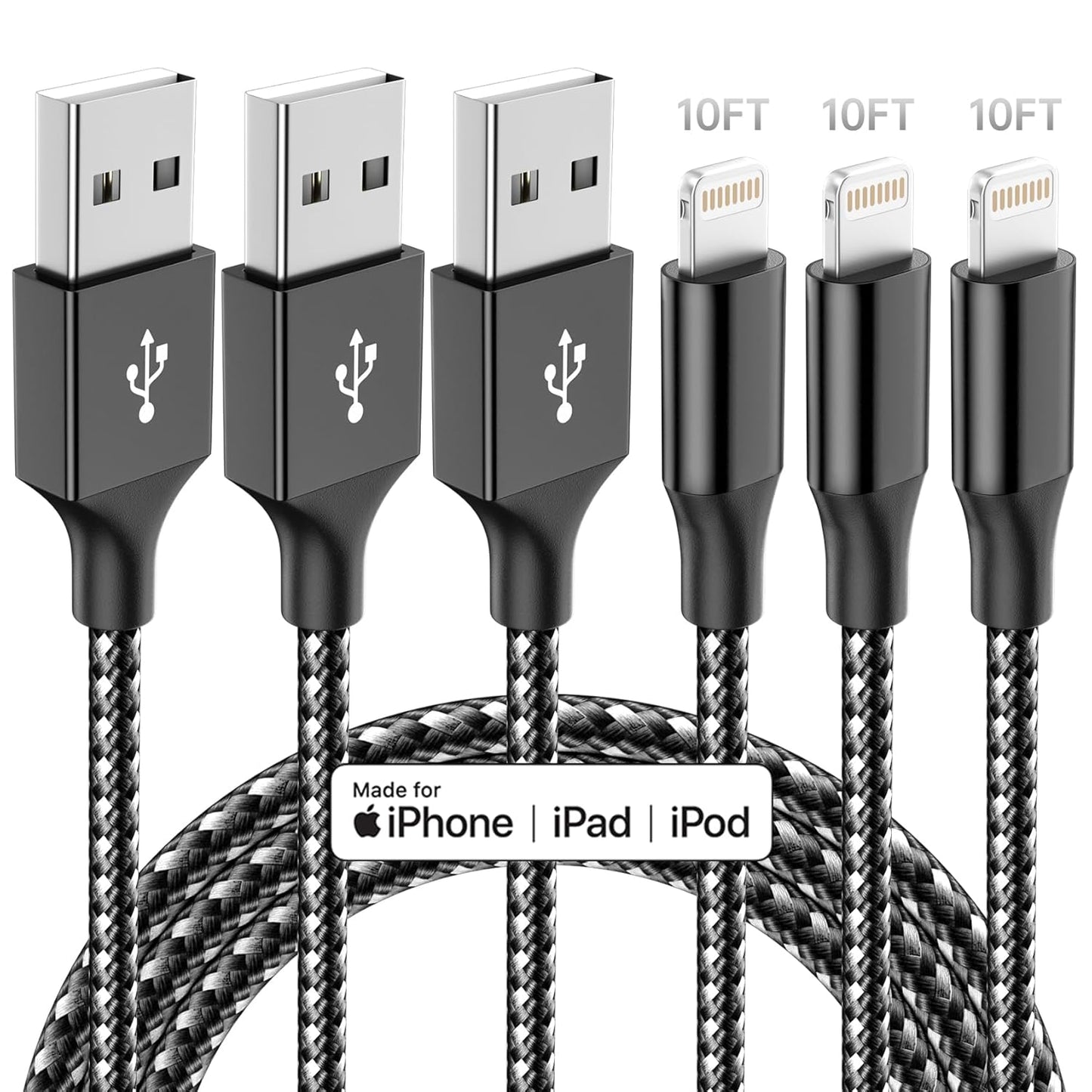 Fast Charge with MFi Certified 10ft Lightning Cable