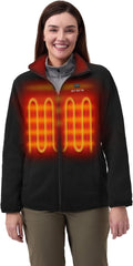 Womens 4-Zone Fleece Heated Jacket with Heated Collar - Upgraded