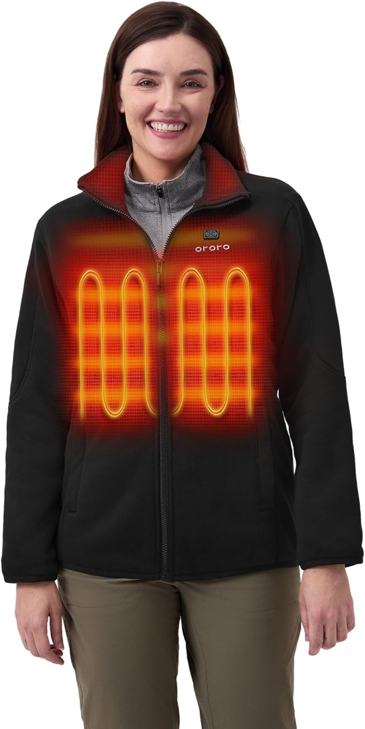 ORORO Womens 4-Zone Fleece Heated Jacket for Ultimate Warmth