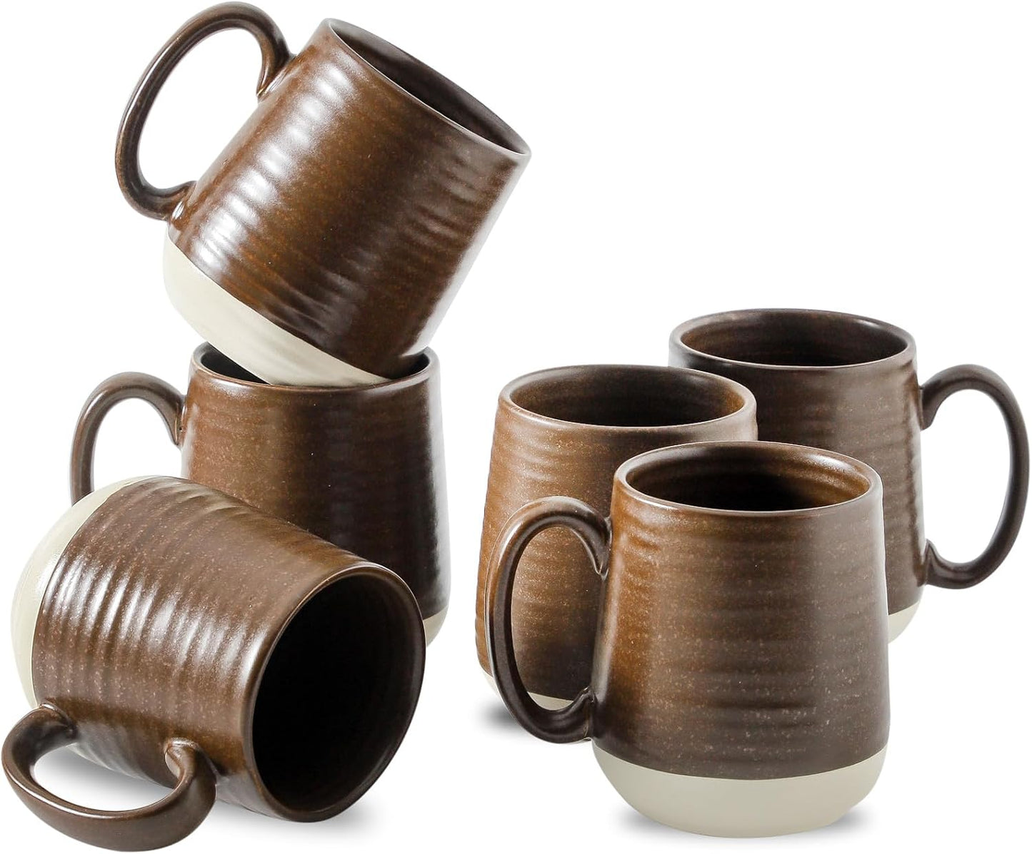 Hasense Porcelain Coffee Mugs Set of 6 for Coffee Lovers