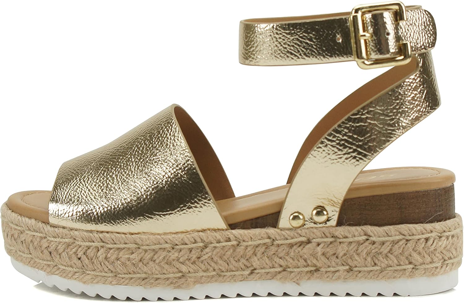 Soda Open Toe Buckle Ankle Strap Espadrilles Flatform Sandal