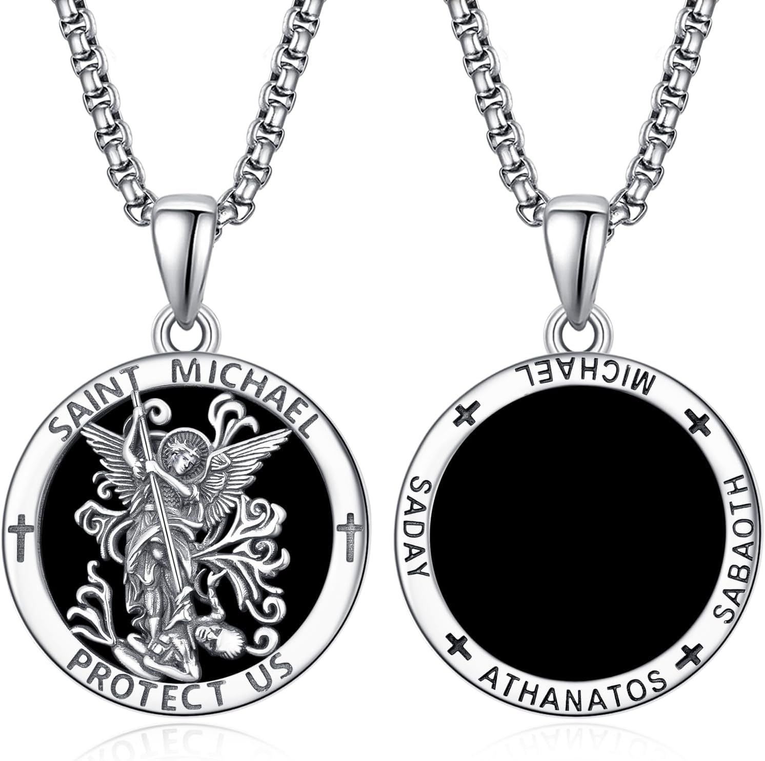 925 Sterling Silver Archangel Michael Necklace for Protection