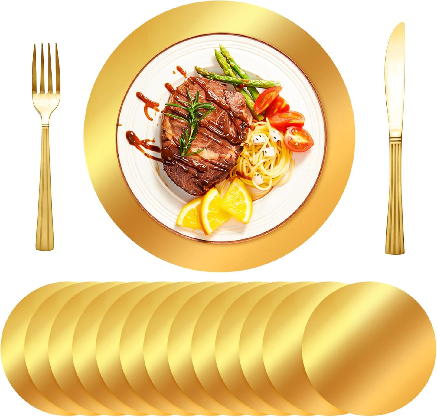 Golden Disposable Charger Mats Set - Elegant Dining Decor