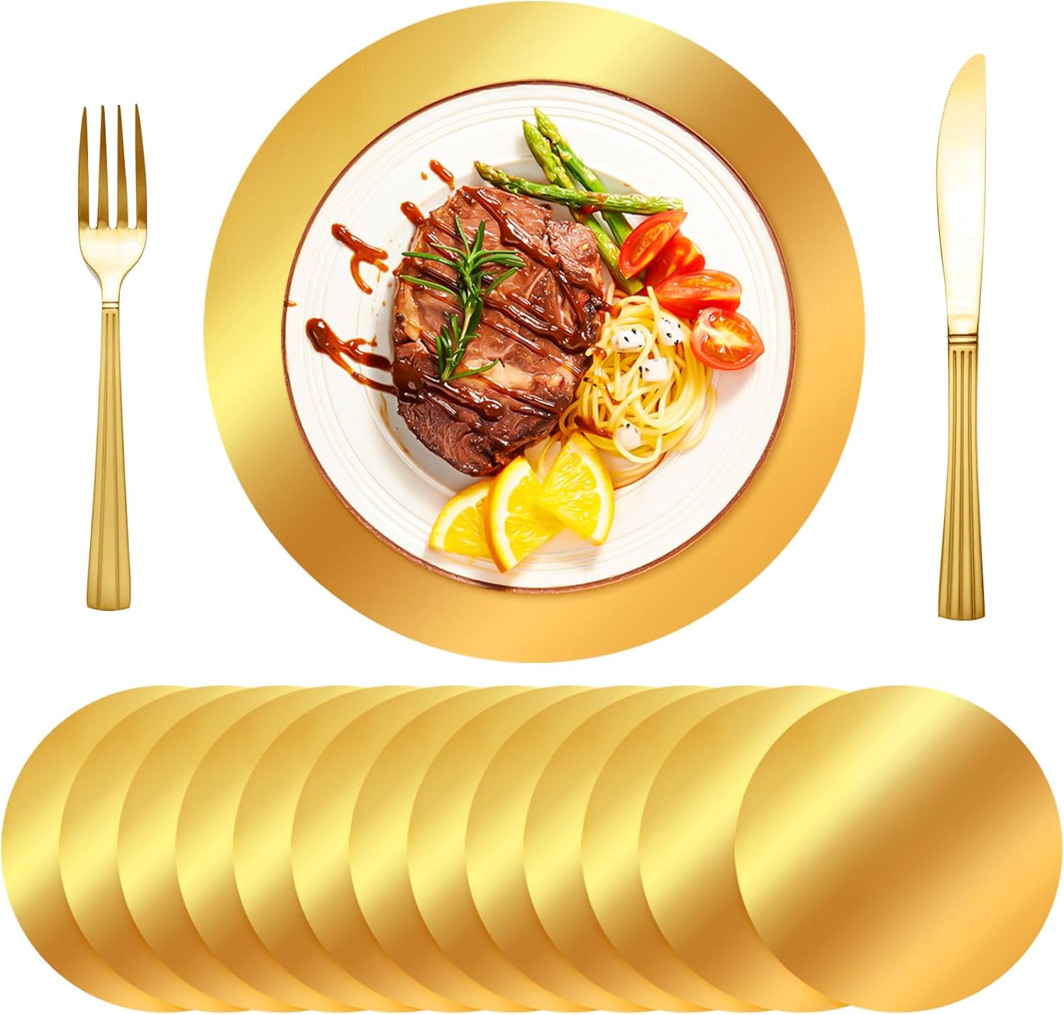 Golden Disposable Charger Mats Set - Elegant Dining Decor