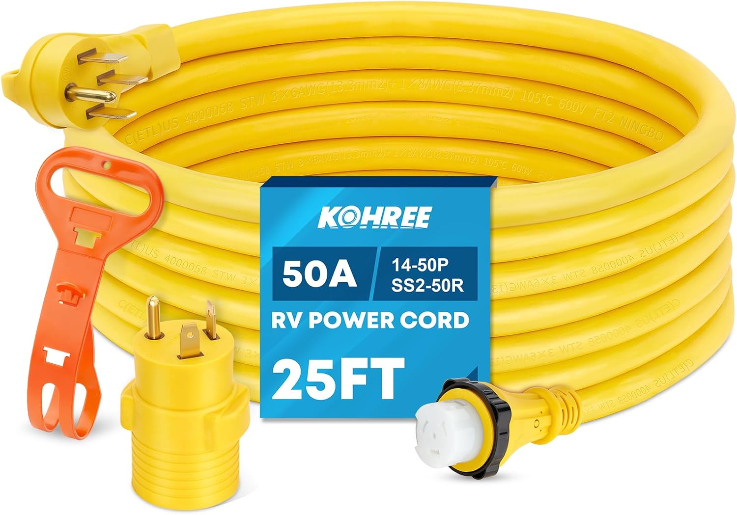 Kohree 50 Amp RV Extension Cord 25FT Heavy Duty Generator Cord