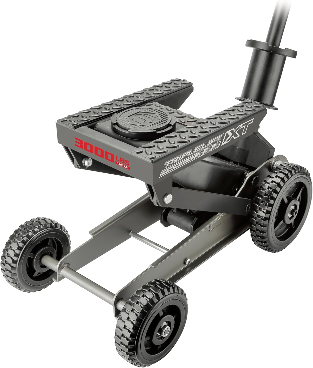 Powerbuilt Big Wheel Triple Lift Garage Jack for Off Road Use