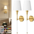 Battery Operated Wall Sconce Set of 2 - Rechargeable Dimmable Wall