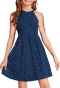 Girls' Elegant Floral Lace Swing Dress in A-line Style 6-12 Years