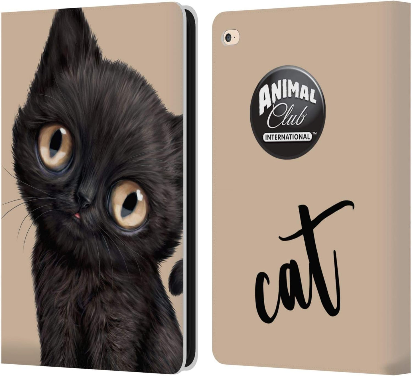 Animal Club International Black Cat Faces Leather Wallet Case