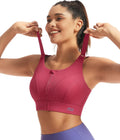 Adjustable High Impact Sports Bras for Women - Zip Front Support