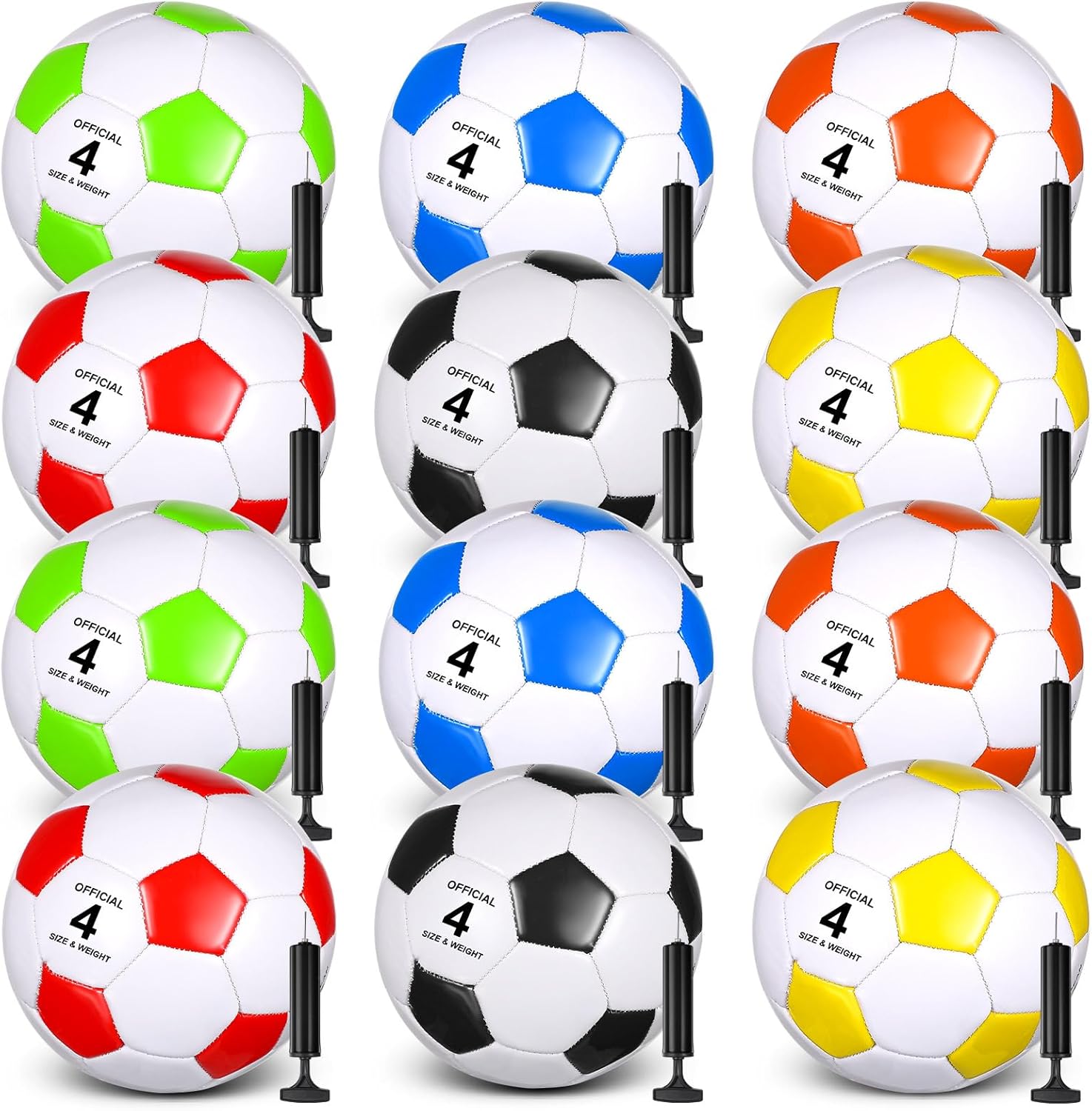 12 Pack Soccer Balls with Pumps for Charity and Training Events