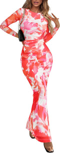 PRETTYGARDEN Bodycon Maxi Dress - Flattering Ruched Floral Fit Women's