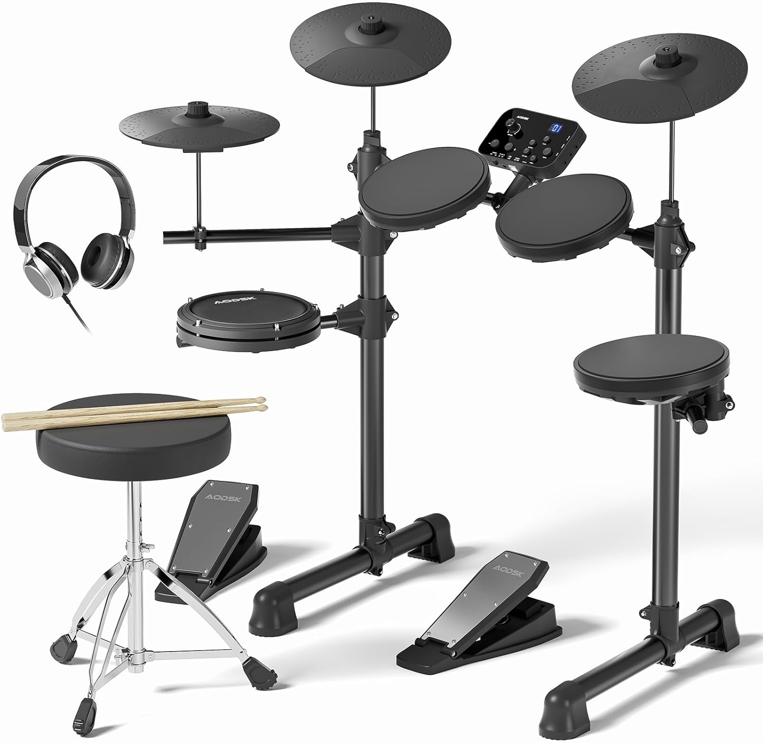 AODSK Electric Drum Set for Beginners with 150 Sounds and Pads
