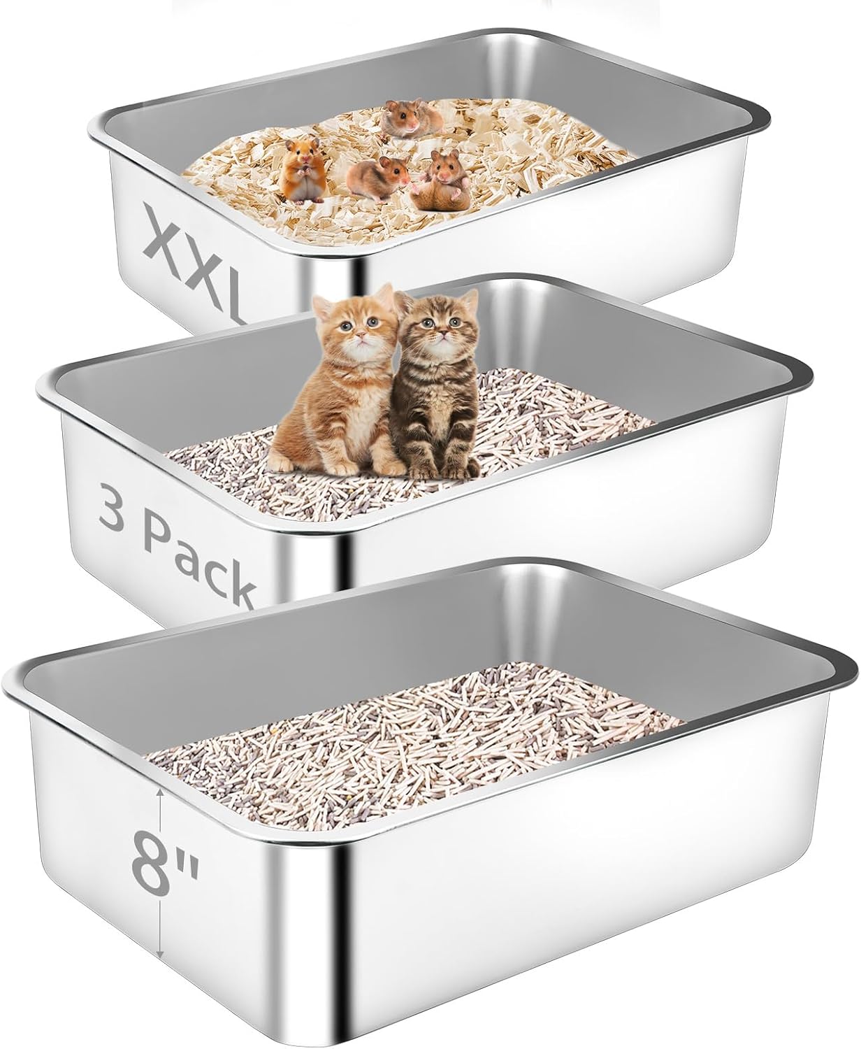 Extra Large Stainless Steel Cat Litter Box for Easy Cleaning