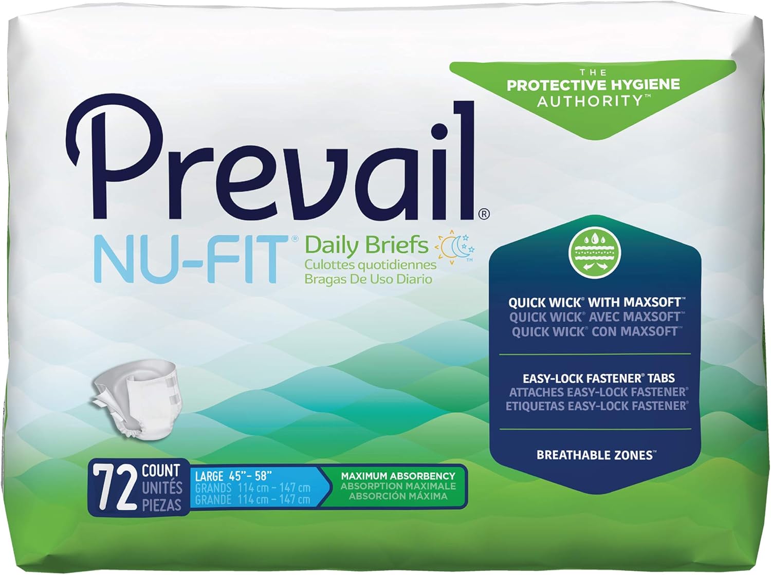 Prevail Nu-Fit Incontinence Briefs, Large - Maximum Absorbency