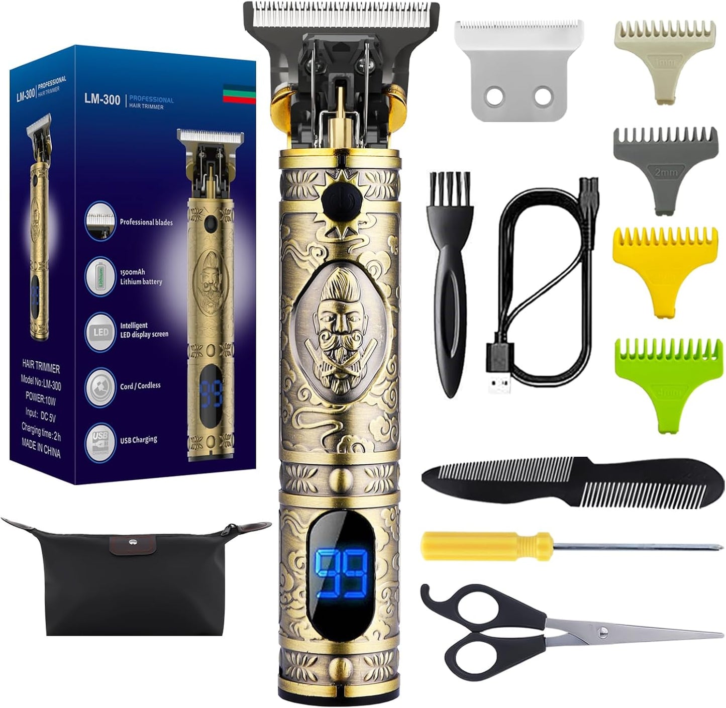 Professional Hair Trimmer for Men with T-Blade Precision Cutting