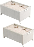 Under Bed Storage with Wheels Wooden Drawers - Space Saving 70L