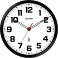 Sharp Atomic Analog Wall Clock - 12ft Black Frame - Sets Automatically