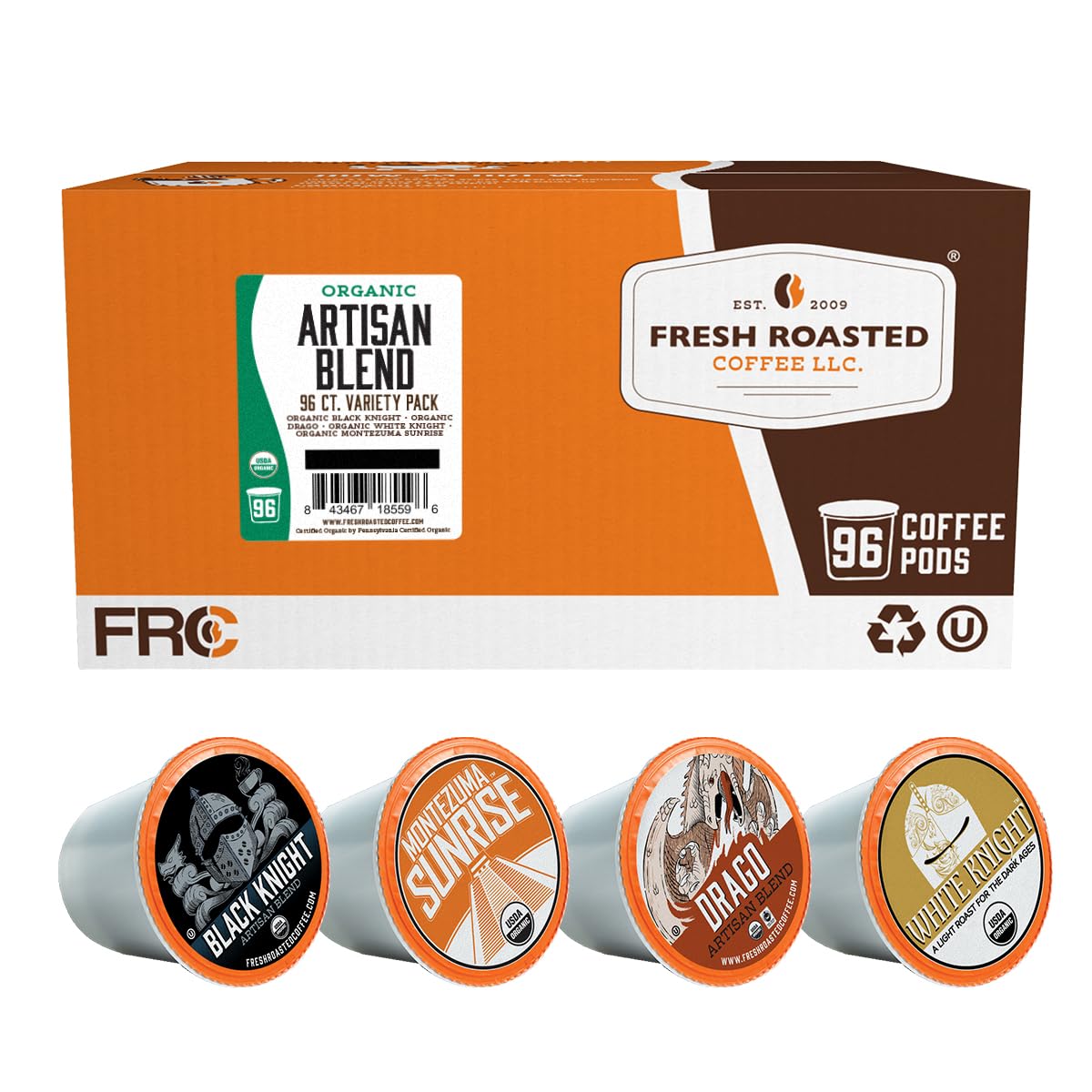 Fresh Roasted Coffee Organic Artisan Blend Variety Pack Pods