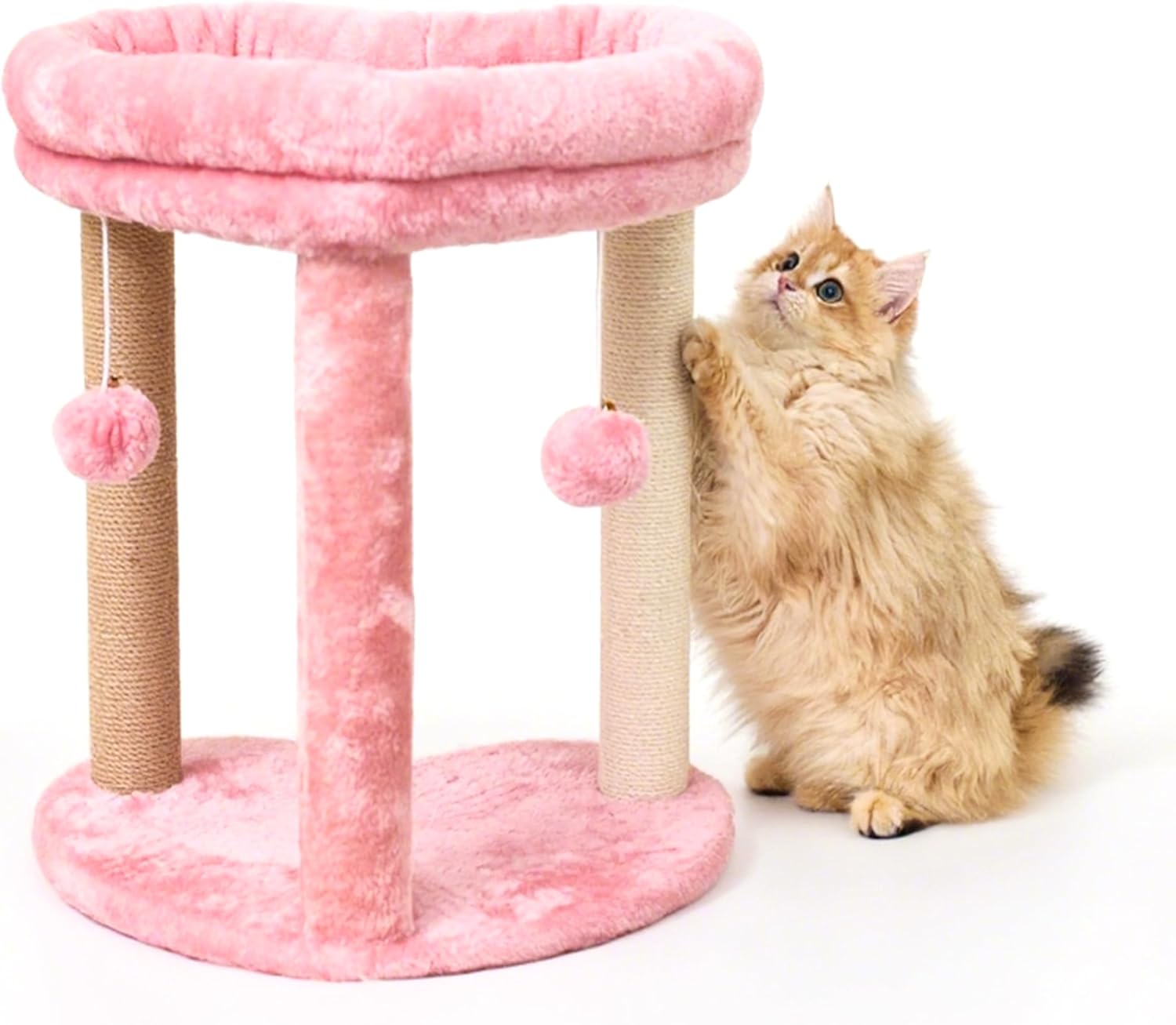 Cat Scratching Post Tree with Soft Bed and Hanging Toys
