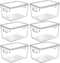 Clear Plastic Storage Bins with Lids 11.2 x 7.5 x 6 in - Stackable