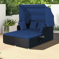 ORALNER Outdoor Daybed 2-Person Wicker Patio Sofa - Cushioned Canopy