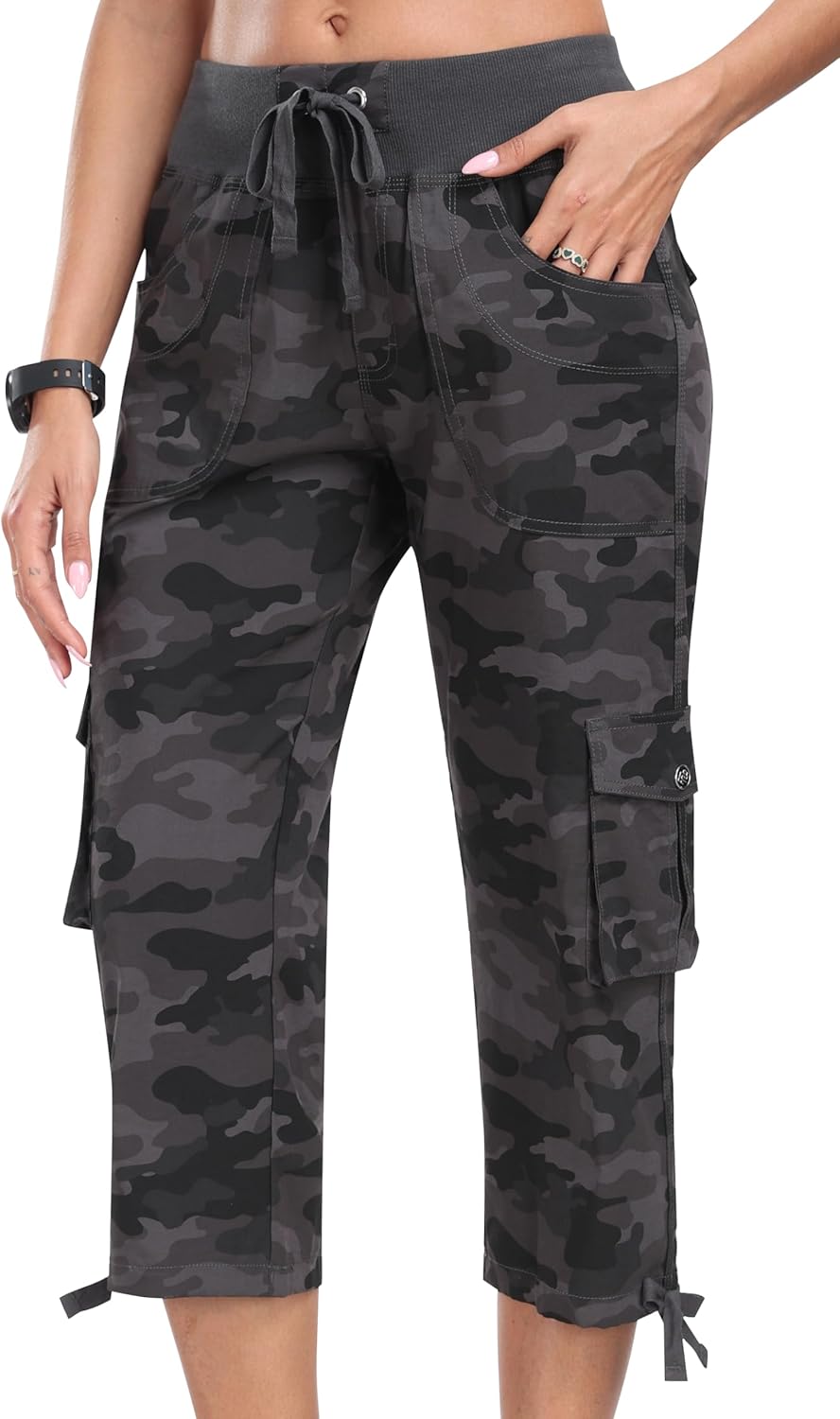 MoFiz Womens Capris with Pockets for Casual Outdoor Activities