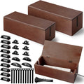 Wooden Cable Box Organizer Set 3 Sizes with 130-Piece Kit - Walnut