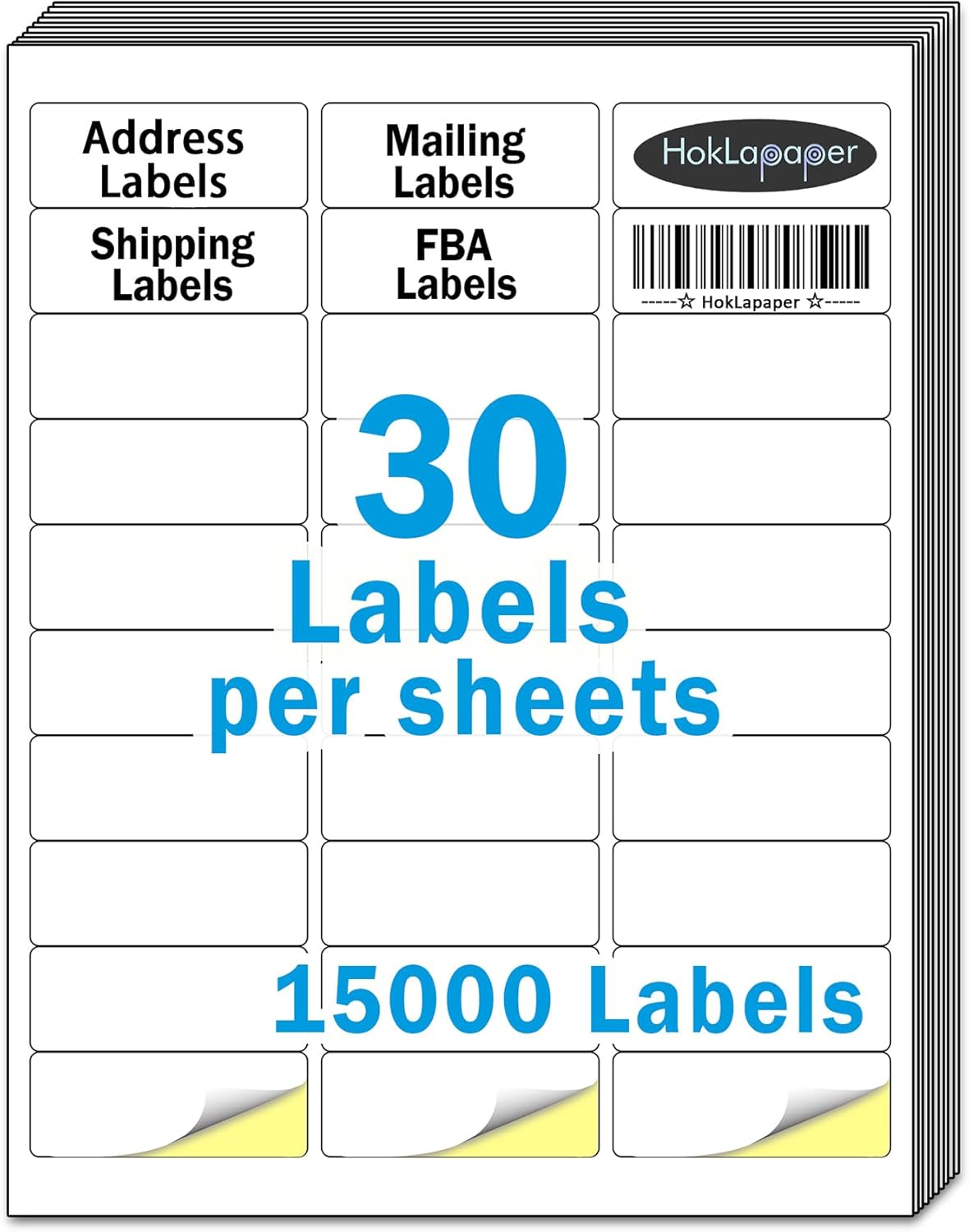 1in x 2-5/8in White Blank Mailing Address Labels for All Uses
