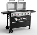 Brand-Man 6 Burner Propane Gas Grill - Dual Lid, 60,000 BTU