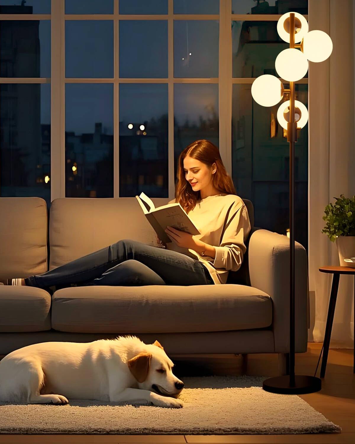 Lightdot 5-Globe Dimmable Floor Lamp for Cozy Living Spaces