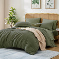 Queen Comforter Set - 7 Piece Olive Green Bed in a Bag, All-Season