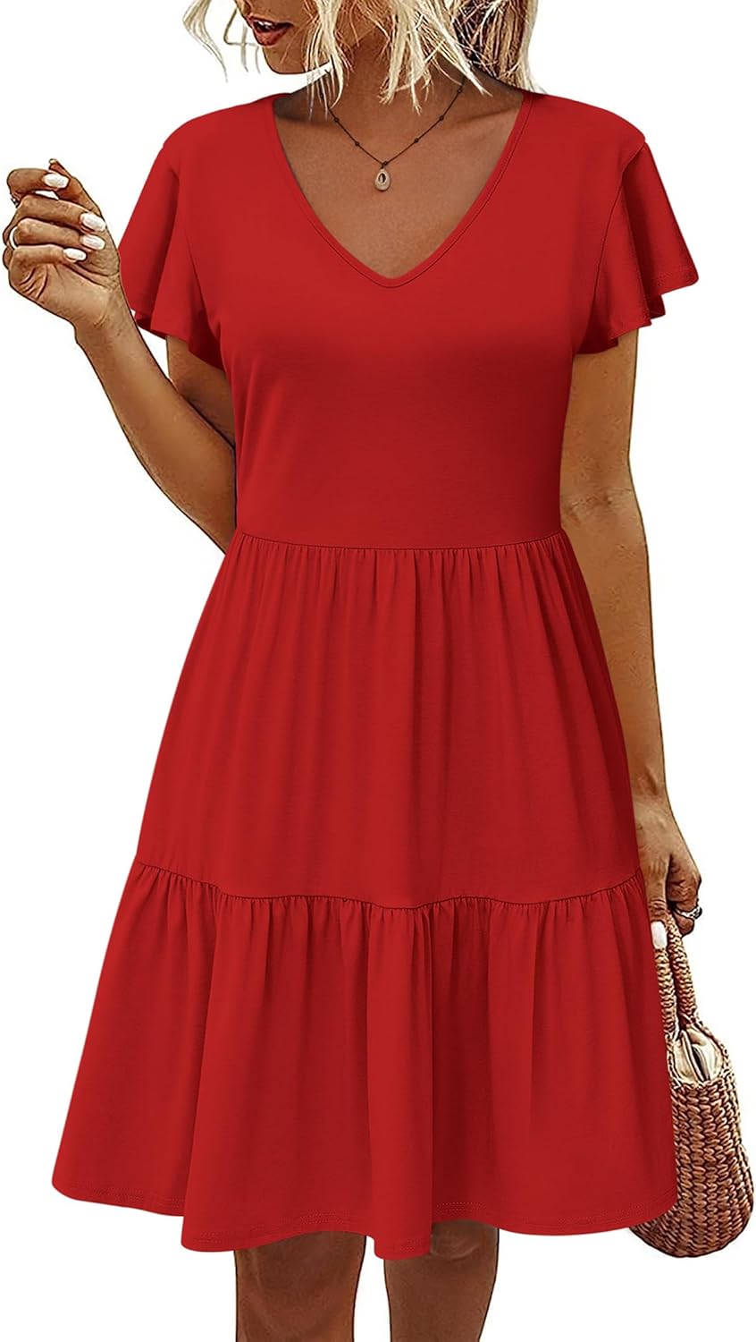 HOTOUCH Women's Casual Summer Dress with Pockets and Ruffles