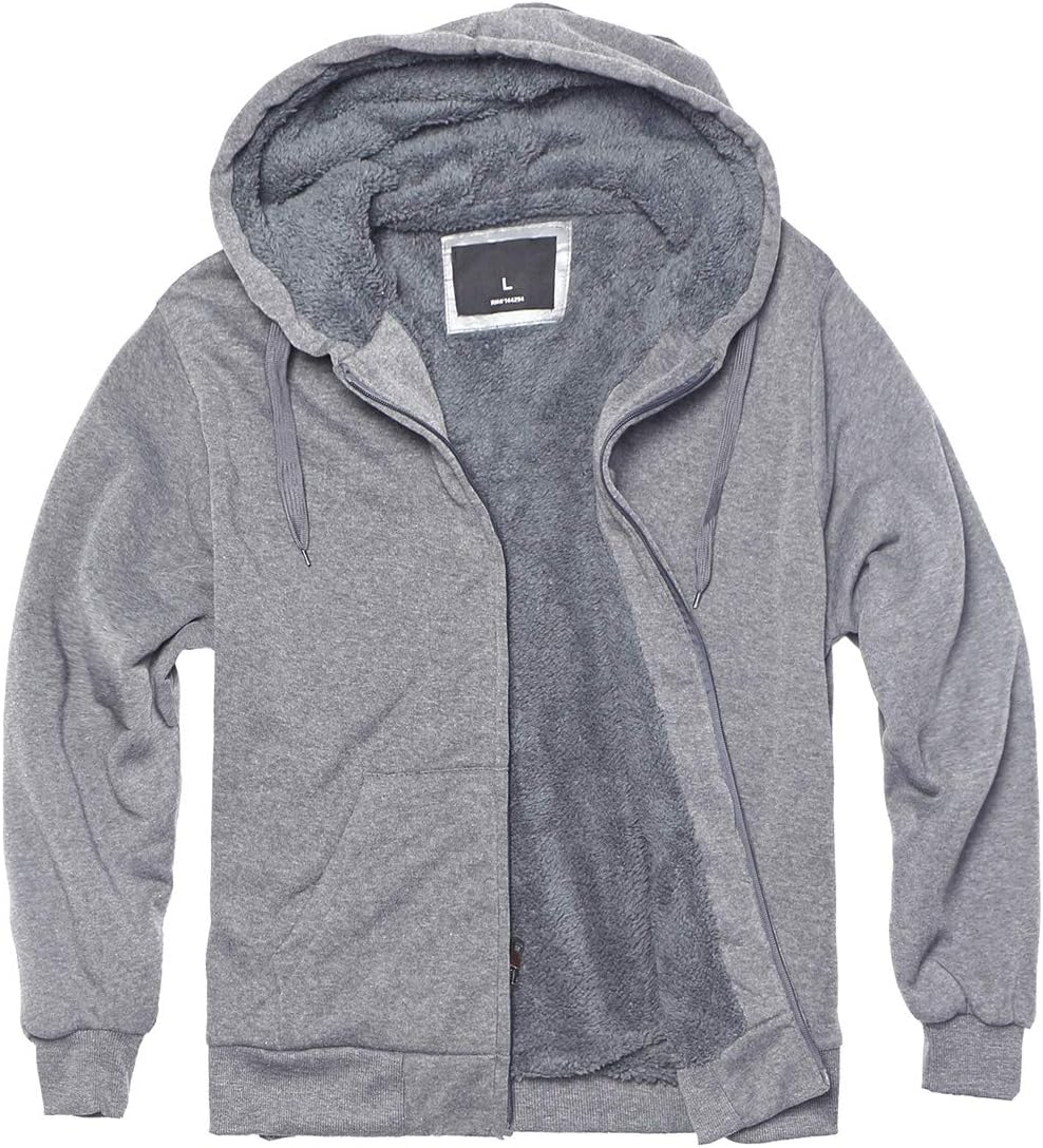 Heavyweight Sherpa Hoodies for Men - Warm Full Zip Sweatshirts