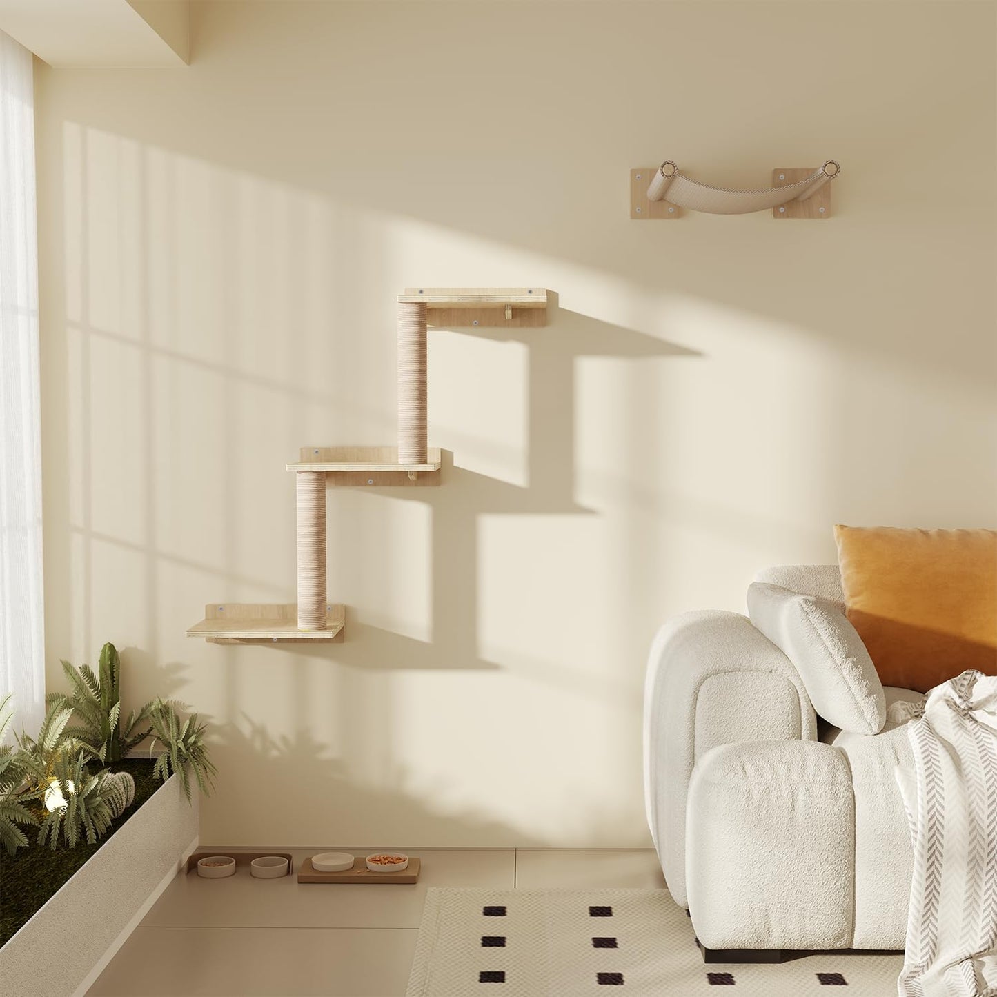Cat Wall Shelves with Condo and Scratching Post for Kittens