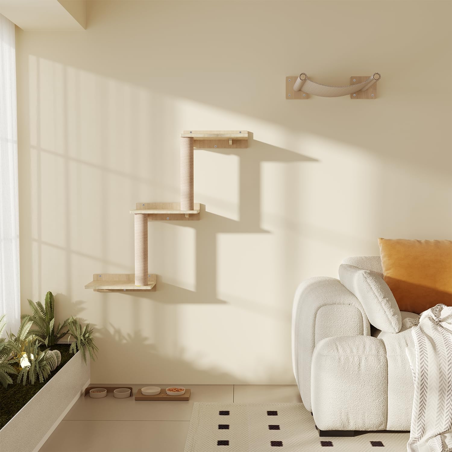 Cat Wall Shelves with Condo and Scratching Post for Kittens