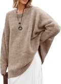 Oversized Tunic Sweater Womens Crew Neck Long Sleeve - Cozy Fall Wear