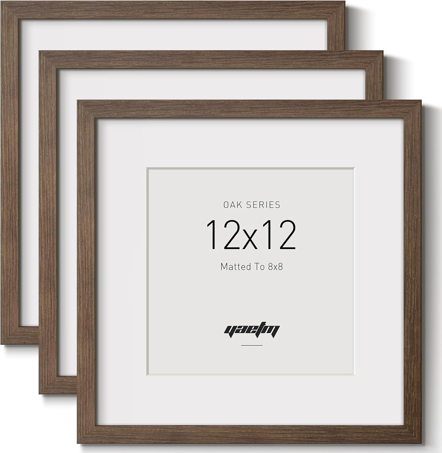 Yaetm Square 12x12 Picture Frame Set of 3 in Brown Walnut