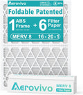 16x20x1 Air Filter MERV 8 6 Pack Refills with Foldable Frame