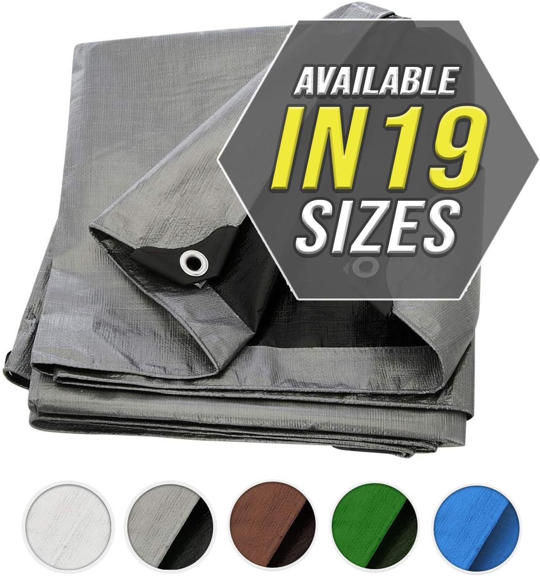 Large Waterproof Tarp - Heavy Duty 10 Mil Thick Poly Tarpaulin