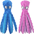 Octopus Dog Toys 2 Pack - Squeaky No Stuffing Plush for Dogs