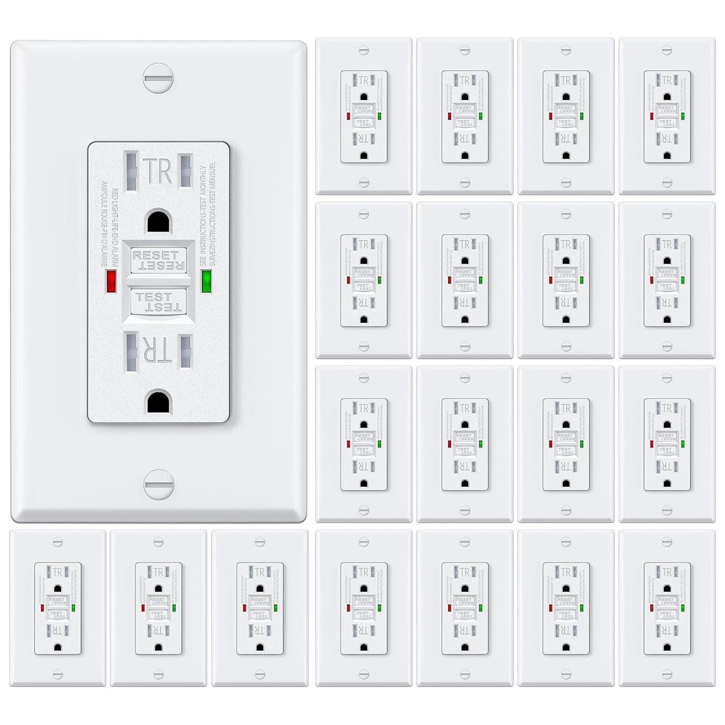GFCI Outlets 20 Pack with Self-Test and Tamper Resistance