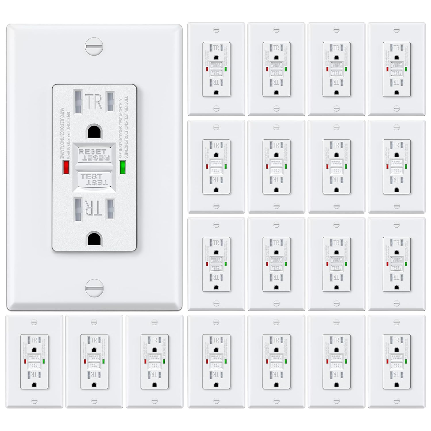GFCI Outlets 20 Pack with Self-Test and Tamper Resistance