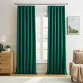 92 Inch Dark Green Pinch Pleated Blackout Curtains for Home