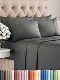Full Sheet Set Charcoal - 6 Piece Cooling Hotel Luxury Bedding