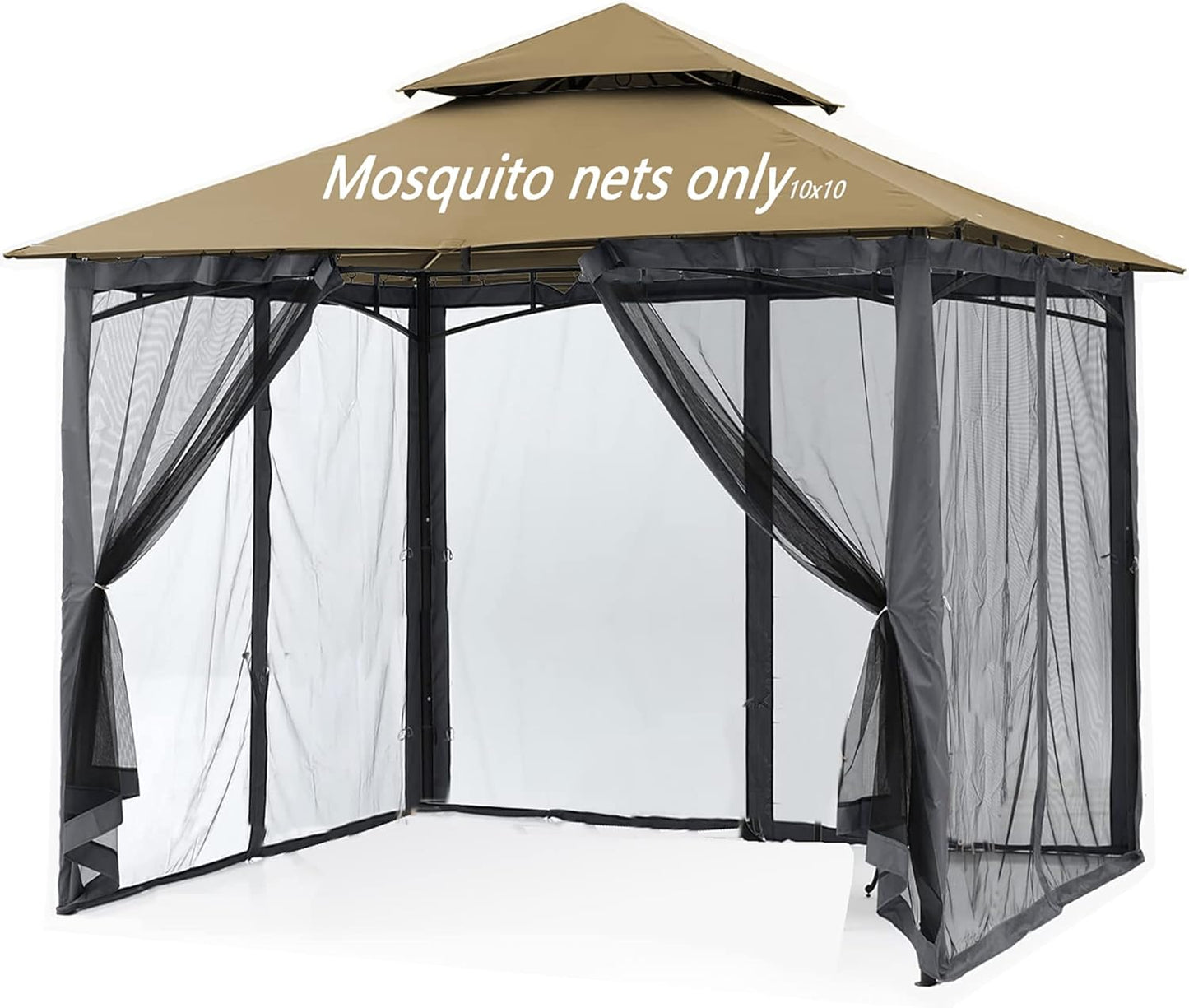 Mosquito Netting for Gazebo Canopy - Easy Install 10x10FT