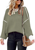 ETCYY Womens Oversized Sweaters Batwing Colorblock Knit Pullover