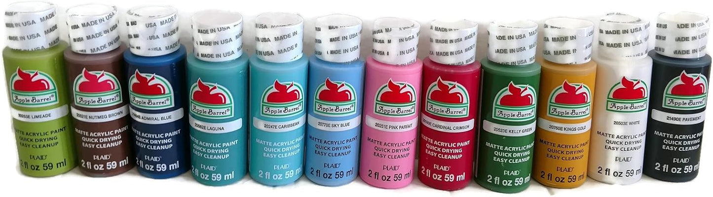 Vibrant Colors - Apple Barrel 12-Pack 2oz Acrylic Paints